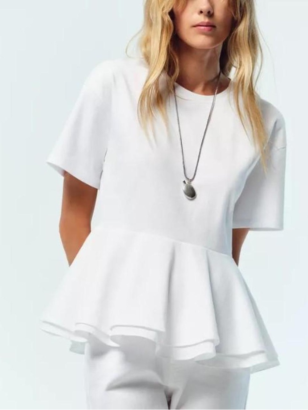 ZARA White Peplum Short Sleeve Top [NWT]